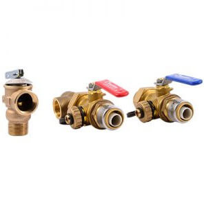 Main product image of 3/4" NPT Hot and Cold Isolation Valve Tankless Water Heater Kit w/ FWL-2 Pressure Only Relief Valve