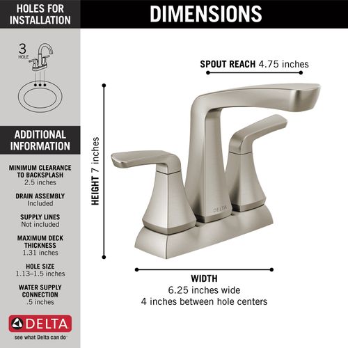 Main product image of Vesna 2 Handle Centerset Bathroom Faucet (Spotshield Brushed Nickel), 25789LF-SP