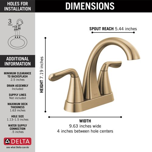 Main product image of Arvo 2 Handle Centerset Bathroom Faucet (Champagne Bronze), 25840LF-CZ