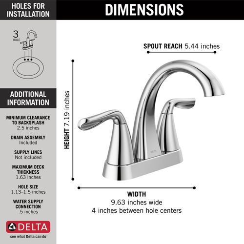 Main product image of Arvo 2 Handle Centerset Bathroom Faucet (Chrome), 25840LF