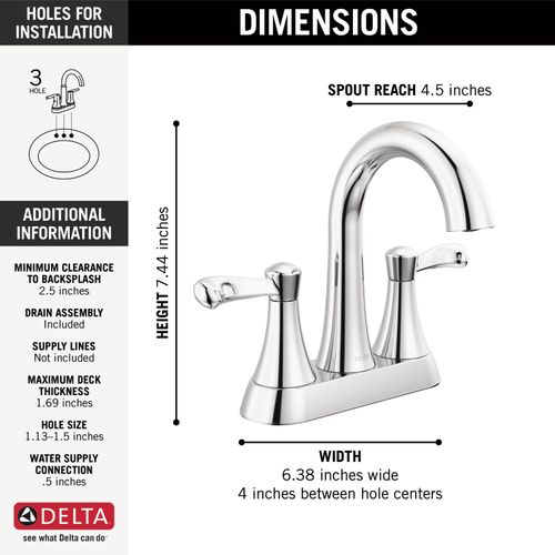 Main product image of Esato 2 Handle Centerset Bathroom Faucet (Chrome), 25897LF