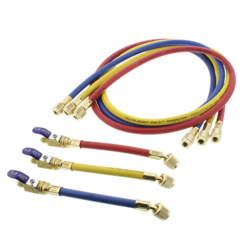 25985 Yellow Jacket 25985 PLUS II 3Pack Charging Hoses w/ FlexFlow