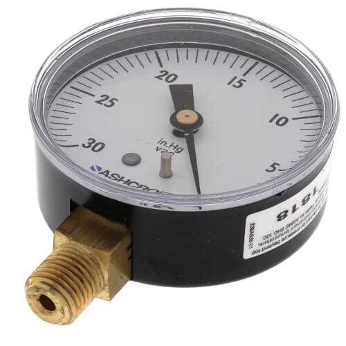 Main product image of 2.5" 1005 Series 0-30" Vacuum Gauge w/ PowerFlex (1/4" Bottom Mount)