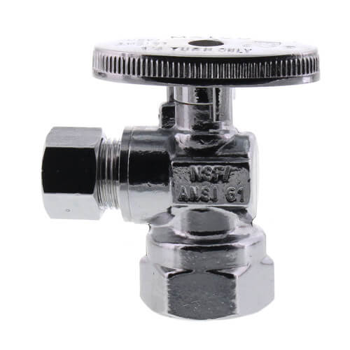 Main product image of 1/2" FIP x 3/8" OD Comp 1/4 Turn Angle Stop Oval Handle Supply Stop, Lead Free (Chrome)