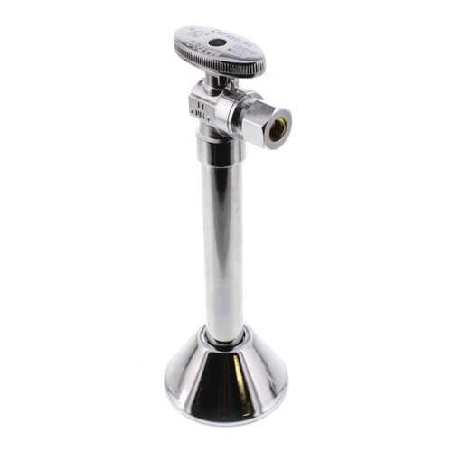 Main product image of 1/2" Sweat x 3/8" OD Comp Angle Stop w/ 5" Chrome Ext. & Bell Escutcheon, Lead Free (Chrome)