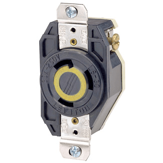 Main product image of Industrial Grade Locking Receptacle, 30A, 2P, NEMA L5-30R - Black (125V)