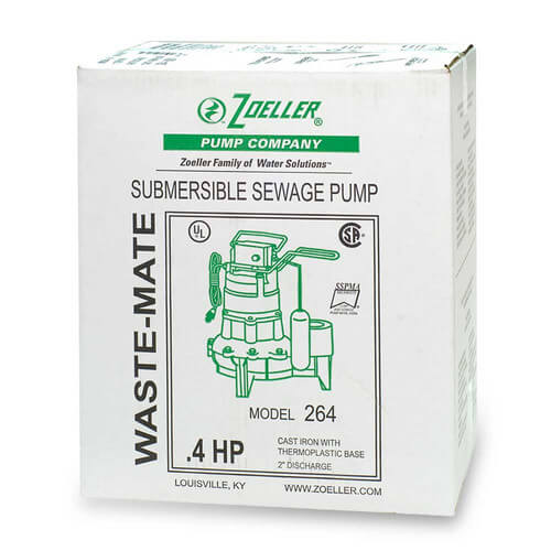 Model D264 Waste-Mate Automatic Cast Iron Sewage Pump - 230 V, 0.4 HP