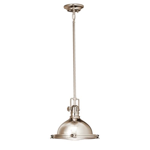 Main product image of Hatteras Bay 11" 1 Light Pendant w/ Clear Fresnel Lens (Polished Nickel)