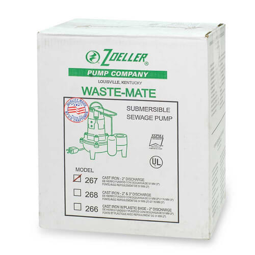 Model BE267 Waste-Mate Cast Iron Sewage Pump w/ Variable Level Float Switch - 230 V