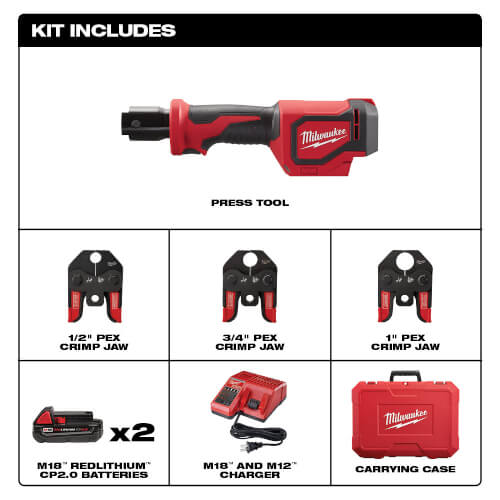 Main product image of M18 Short Throw Crimp Tool Kit w/ 1/2", 3/4" & 1" PEX Crimp Jaws