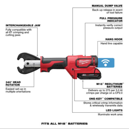 Main product image of M18 FORCE LOGIC 6T Utility Crimper Kit with Snub Nose Crimping Jaw