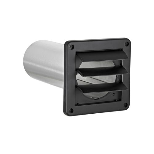 Main product image of 4" Black Plastic Louvered Wall Exhaust Vent, 11" Pipe