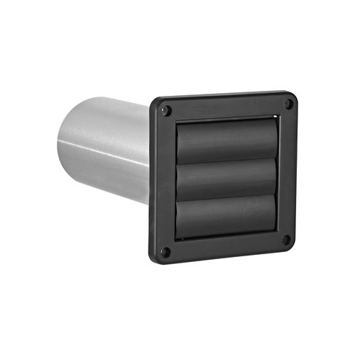Main product image of 4" Black Plastic Louvered Wall Exhaust Vent, 11" Pipe
