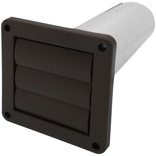 4" Brown Plastic Louvered Replacement Wall Vent w/ Tail Pipe