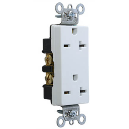 Heavy-Duty Decorator Spec Grade Receptacles w/ Back & Side Wire - 20A White (250V)