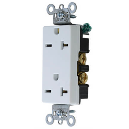 Heavy-Duty Decorator Spec Grade Receptacles w/ Back & Side Wire - 20A White (250V)