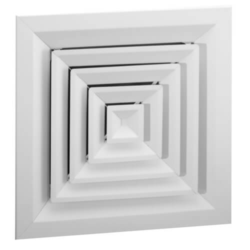 15" x 15" (Wall Opening Size) White Steel Louvered Ceiling Diffuser, Flat Margin (SRE3 Series)