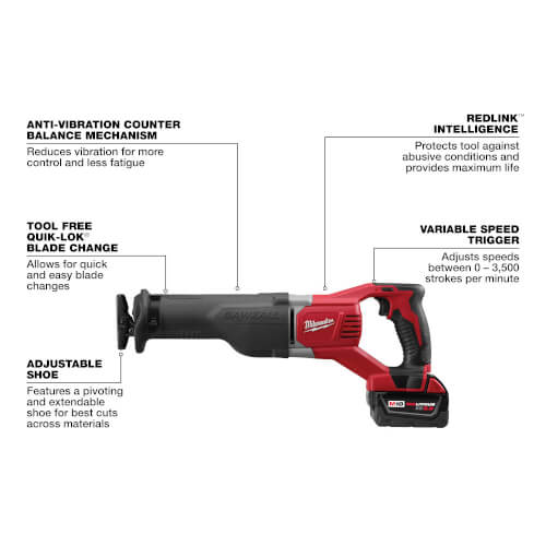 269624 Milwaukee 269624 M18 4Tool Combo Kit (Hammer Drill, Sawzall, Impact Driver & Work