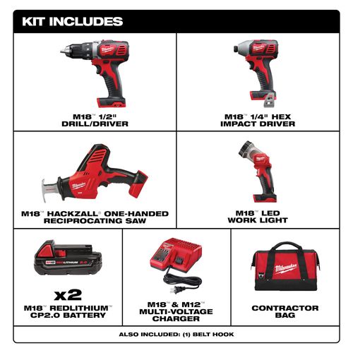 269624CXH Milwaukee 269624CXH M18 Cordless Lithiumion 4tool