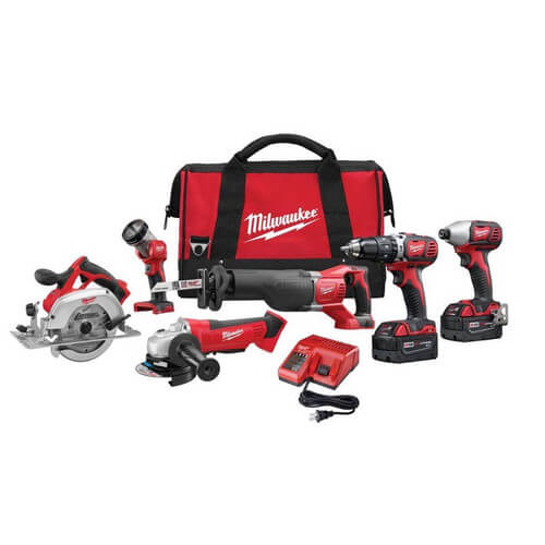 269626 Milwaukee 269626 M18 Cordless 6 Tool Kit (Hammer Drill, Sawzall Saw, Circular Saw