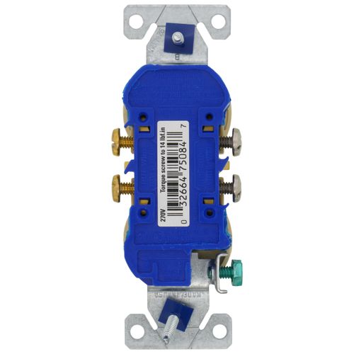 Main product image of Residential Grade Duplex Receptacle, 15A, 2P, 3W, Side & Push, NEMA 5-15R - Ivory (125V)