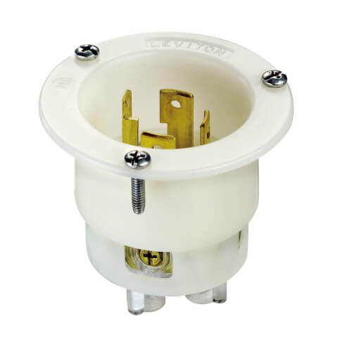 Main product image of Industrial Grade Locking Flanged Inlet, 30A, 3P, NEMA L14-30P - White (125/250V)