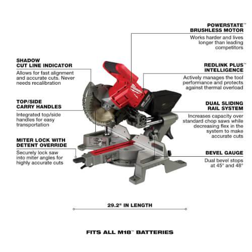 M18 FUEL 7-1/4" Dual Bevel Sliding Compound Miter Saw Kit