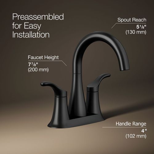 Main product image of Simplice Two Handle Centerset Lav Faucet (Matte Black), K-27388-4-BL