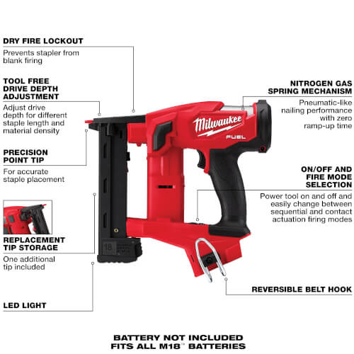 Main product image of M18 Fuel 18ga 1/4" Narrow Crown Stapler (Tool Only)