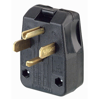 Main product image of Industrial Grade Straight Blade Angle Plug, 30/50A, 3P, NEMA 14-30P/14-50P - Black (125/250V)