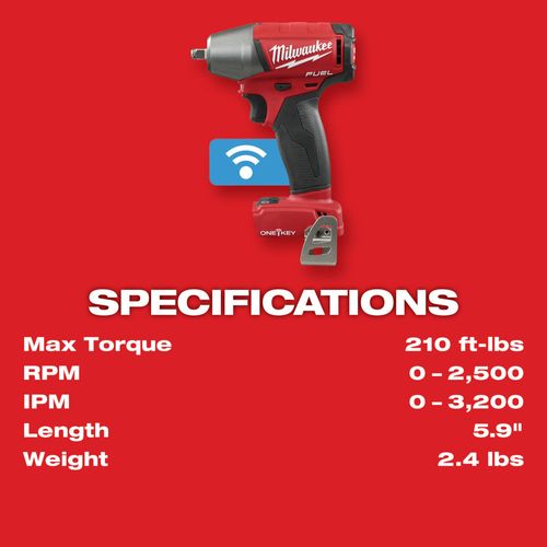 Main product image of M18 Fuel 3/8" Compact Impact Wrench w/ Friction Ring and ONE-KEY (Bare Tool Only)