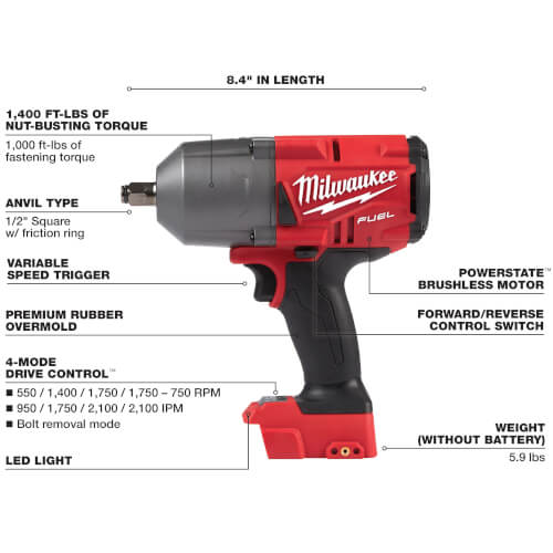 2767-20 - Milwaukee 2767-20 - M18 Fuel 1/2" High-Torque Impact Wrench W ...