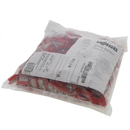 Main product image of Compact Pushwire Splicing Connector, 20-12 Sol/18-12 Str - 4 Ports, Red (Box of 500)