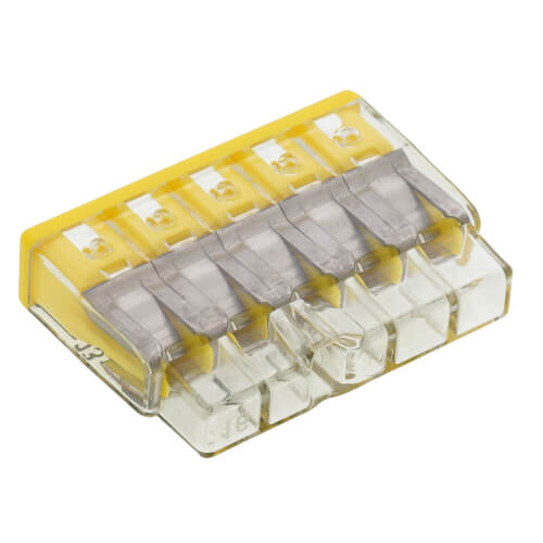 Main product image of Compact Pushwire Splicing Connector, 20-12 Sol/18-12 Str - 5 Ports, Yellow (Box of 60)