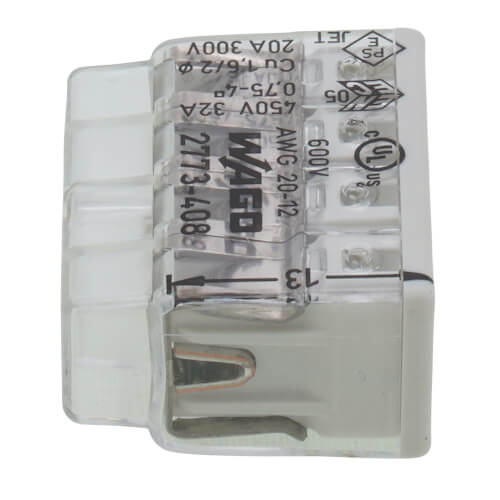Main product image of Compact Pushwire Splicing Connector, 20-12 Sol/18-12 Str - 8 Ports, Light Gray (Box of 500)