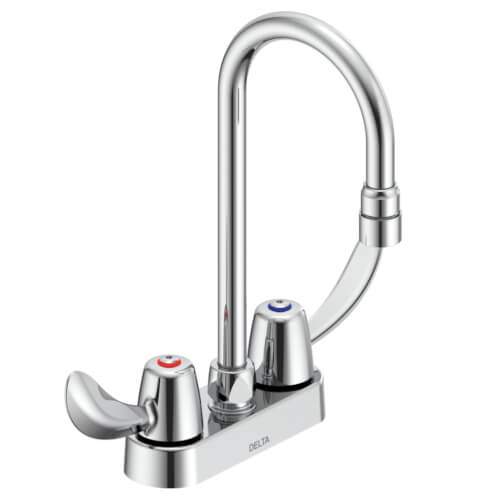 Main product image of Two Handle Cer-Tek Ceramic Deck Mount Gooseneck Bathroom Faucet (Chrome), 27C4842