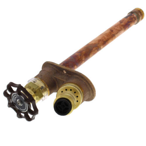 Model 27 4", 1/2" MPT x 1/2" Sweat Inlet Dual Check Automatic Draining Wall Faucet w/ Metal Handle