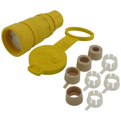 Main product image of 20A, 480V 3-Phase, NEMA L16-20R, 3P, 4W, Locking Connector, Grounding, Wetguard (Yellow)