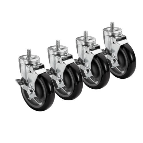 Main product image of 6" Overall 3/4" - 10 Threaded Stem Caster w/ Side Brake, 5" Wheel (4 Wheels)