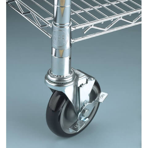 6" Overall Universal Wire Shelving Caster w/ Side Brake, 5" Wheel (4 Wheels)