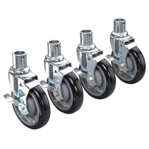 6" Overall Universal Wire Shelving Caster w/ Side Brake, 5" Wheel (4 Wheels)
