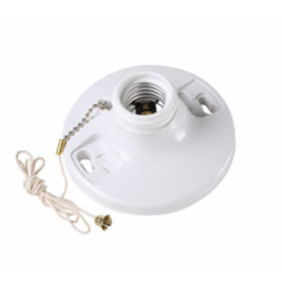Main product image of Lampholder, Medium Base, Pull Chain - White (250W)