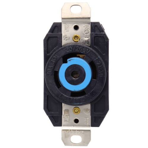 Main product image of Industrial Grade Locking Receptacle, 30A, 3P, NEMA L21-30R - Black (120/208V)