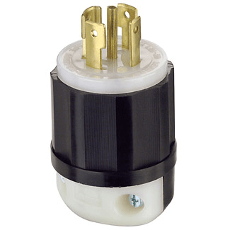 Main product image of Industrial Grade Locking Plug, 30A, 3-Phase, 4P, NEMA L21-30P - Black/White (120/208V)