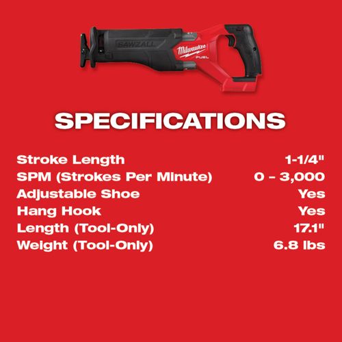 Main product image of M18 Fuel Sawzall Reciprocating Saw (Bare Tool Only)