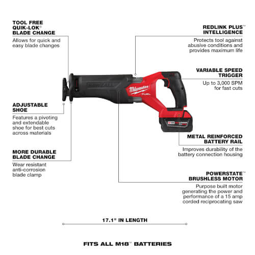 Main product image of M18 Fuel SAWZALL Reciprocating Saw Kit - 2 Battery XC5.0