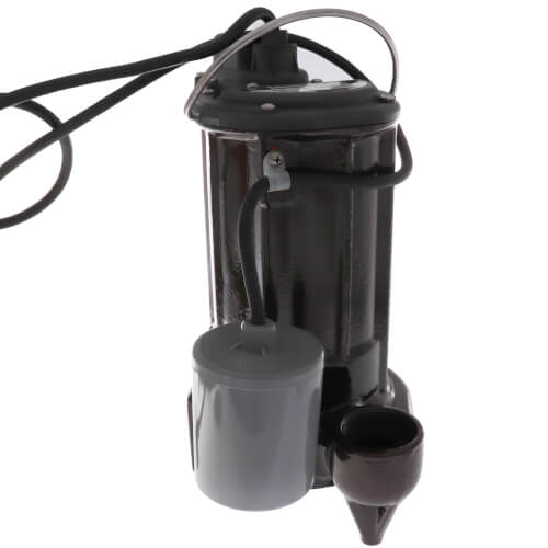 Main product image of 1/2 HP Automatic Effluent Pump w/ Wide-Angle Piggyback Float Switch - 115v, 10 ft Cord