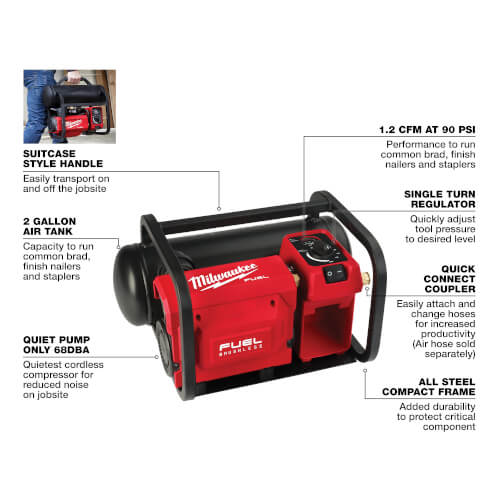 Main product image of M18 Fuel 2 Gallon Compact Quiet Compressor