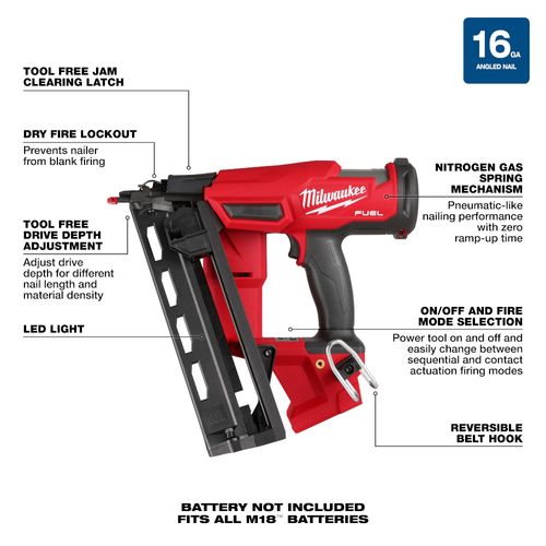 Main product image of M18 FUEL 16 Gauge Angled Finish Nailer (Tool Only)