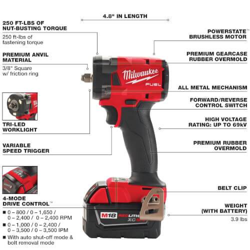 Main product image of M18 Fuel 3/8" Compact Impact Wrench w/ Friction Ring Kit